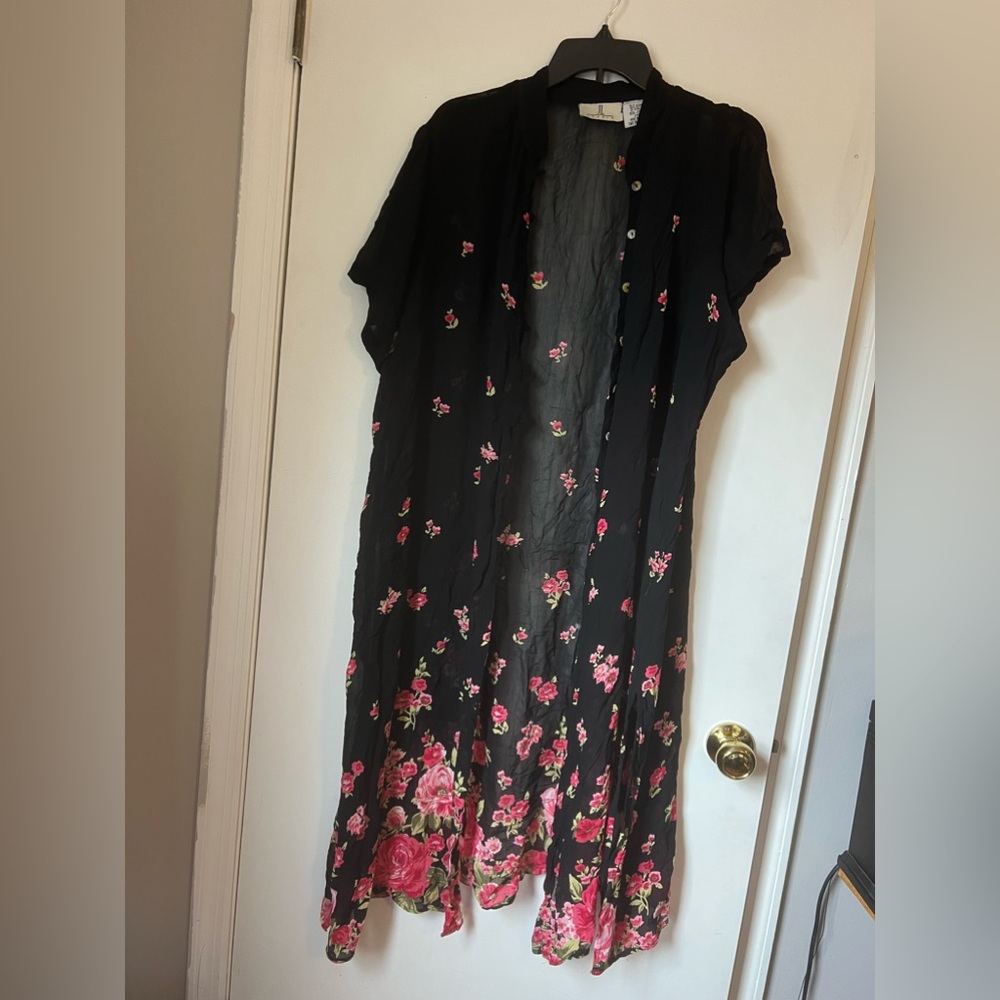 JL Studio Black Sheer Dress with Flowers Size 20W